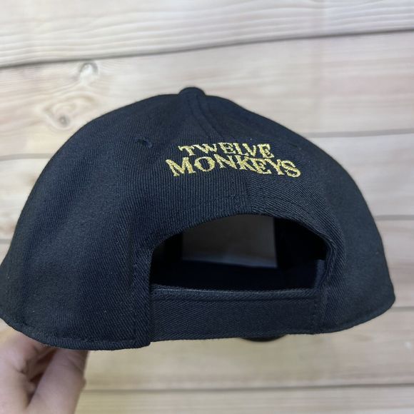 12 Monkeys Vapor Hat Flexfit Black Strapback Adjustable Cap Gold Logo Vape Brand - Picture 10 of 12